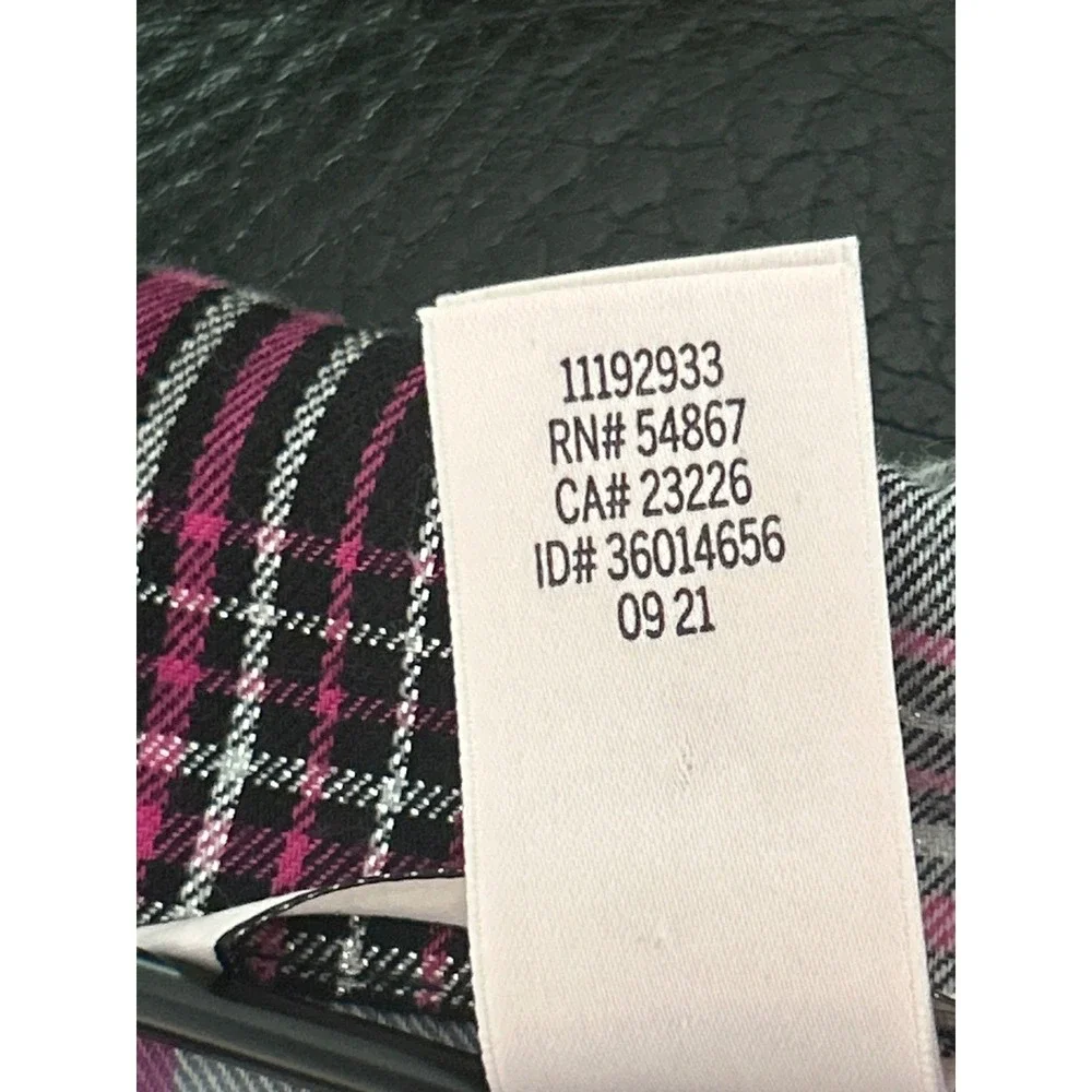 Victoria's Secret Pink & Gray Plaid Pajama Set W/Silver Thread-Womens‎ Sz Large